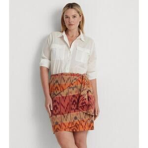Lauren Ralph Lauren Plus Size Skirt Linen A Line Printed Boho Western US 14 NWT